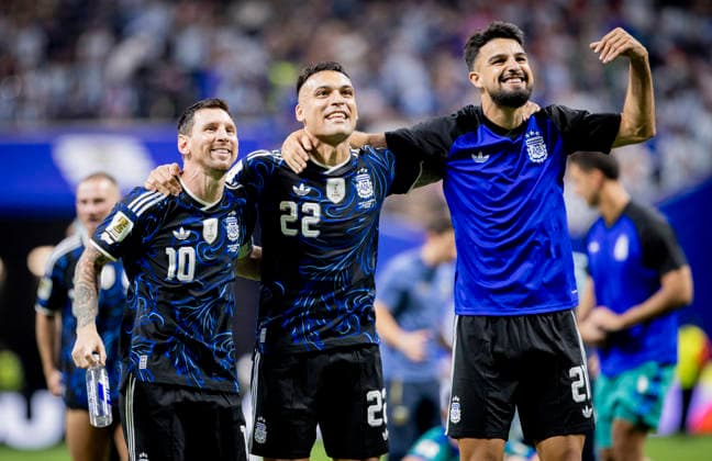 Atlanta, USA 15th Jul 2026. Final jubilation Lautaro Martinez (ARG) Enzo Fernandez (ARG) Jose Manuel Lopez (ARG) England - Argentina World Cup England - Argentinien 15.07.2026 *** Atlanta, USA, July 15, 2026: Jubilation after the final. Lautaro Martinez (ARG), Enzo Fernandez (ARG), Jose Manuel Lopez (ARG). England vs. Argentina, World Cup. England vs. Argentina, July 15, 2026