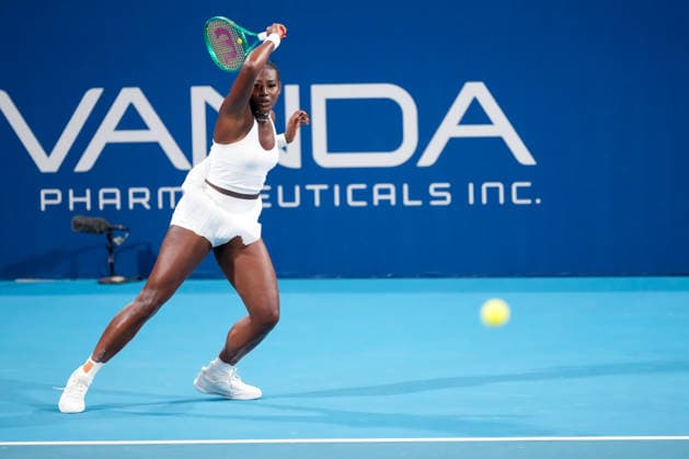 Vanda Pharmaceuticals Athens Open - Day 3 Alycia Parks of the United States competes against Mai Hontama of Japan during their round of 16 match at the 2026 Vanda Pharmaceuticals Athens Open Women s tennis tournament at the Athens Olympic Tennis Centre in Athens, Greece, on July 15, 2026. Athens Athens Greece  Copyright: xOwenxHammondx originalFilename:hammond-2026vand260715_npsiN.jpg