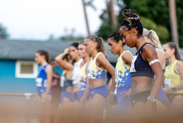 Abendsportfest Pfungstadt; Pfungstadt, 15.07.2026 Fokussiert: Natalie Füllgraf (GER Cologne Athletics) am Start ihres 1500m-Laufs; Abendsportfest Pfungstadt am 15.07.2026 im TSV-Stadion in Pfungstadt (Hessen). *** Pfungstadt Evening Sports Meet, Pfungstadt, July 15, 2026: Natalie Füllgraf (GER, Cologne Athletics) looks focused at the start of her 1,500-meter race at the Pfungstadt Evening Sports Meet on July 15, 2026, at the TSV Stadium in Pfungstadt, Hesse Copyright: xBEAUTIFULxSPORTS R.xSchmittx