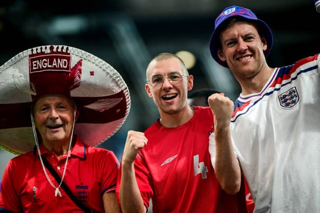 ATLANTA, GEORGIA - JULY 15: England supporters prior to the FIFA World Cup, WM, Weltmeisterschaft, Fussball 2026 Semi Final match between England and Argentina at Atlanta Stadium on July 15, 2026 in Atlanta, Georgia.  Copyright: xMBxMediax