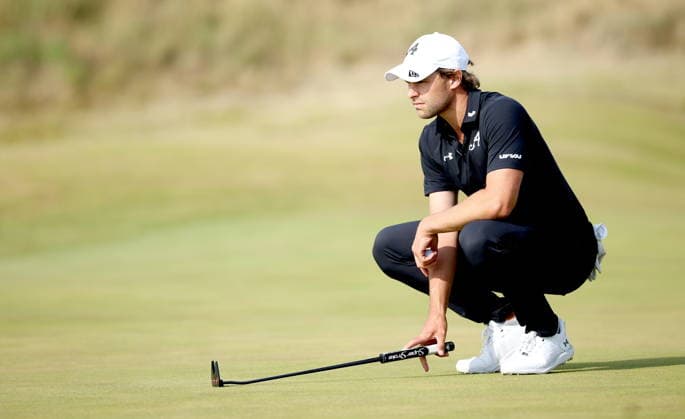 154th Open Golf Championships - Round 1 Thomas Detry of Germany lines up a putt on the 10th green during Round 1 at the British Open Golf Championships at Royal Birkdale in Southport, Britain, 16 July 2026. SOUTHPORT United Kingdom  Copyright: xADAMxVAUGHANx