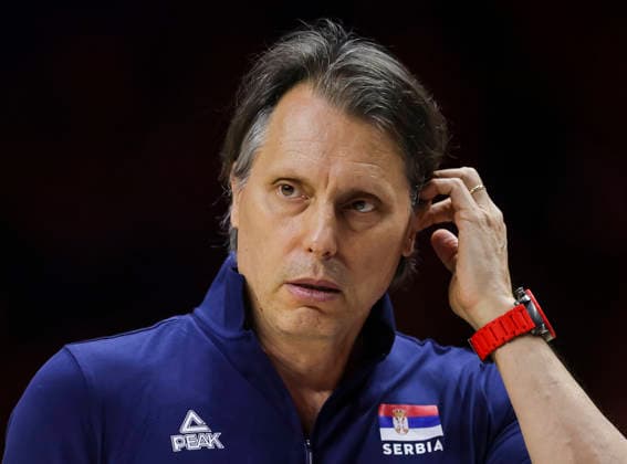 Men s Volleyball Nations League - Belgrade 2026 Serbia s head coach Gheorghe Cretu during the MenÕs Volleyball Nations League Pool 7 match between Serbia and Turkiye at Belgrade Arena on July 15, 2026 in Belgrade, Serbia. Belgrade Serbia Copyright: xSrdjanxStevanovicx x