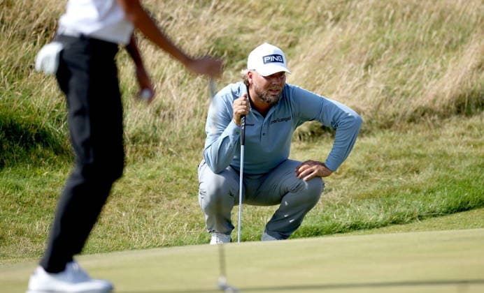 154th Open Golf Championships - Round 1 Daniel Brown of England lines up a putt during Round 1 at the British Open Golf Championships at Royal Birkdale in Southport, Britain, 16 July 2026. SOUTHPORT United Kingdom  Copyright: xADAMxVAUGHANx