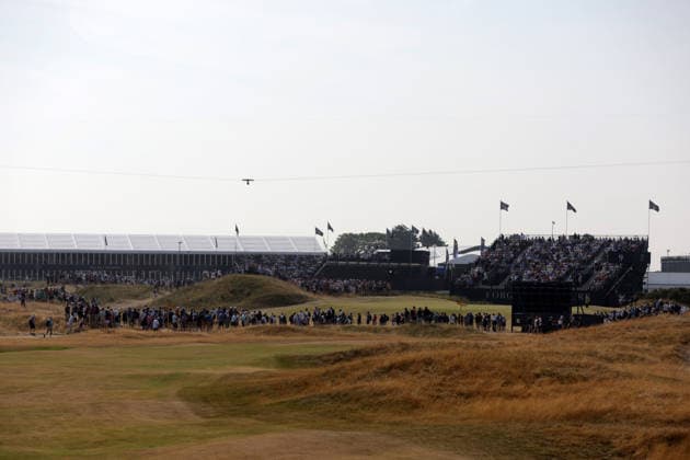 RECORD DATE NOT STATED 16th July 2026; Royal Birkdale Golf Club, Southport, Merseyside, England; The Open Championship, Round One; fans surround the green at the 9th hole DavidxBlunsden