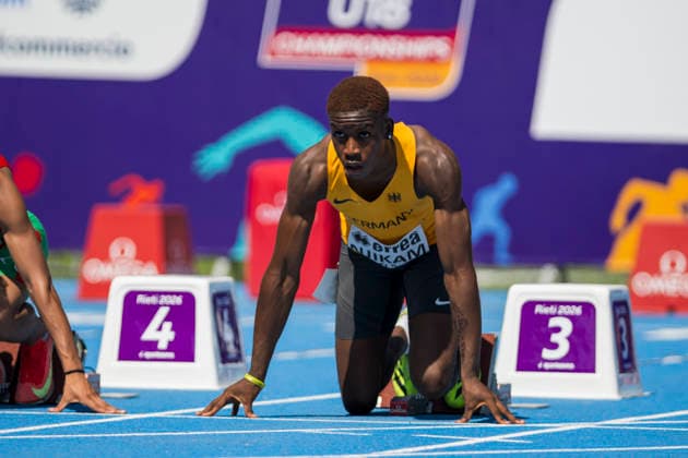 Sidwell NJIKAM (Germany, ABC Ludwigshafen, 100m) ITA, European Athletics U18 Championships, Athletics, 16.07.2026, ITA, European Athletics U18 Championships, Athletics, 16.07.2026, Rieti *** Sidwell NJIKAM Germany, ABC Ludwigshafen, 100m ITA, European Athletics U18 Championships, Track and Field, July 16, 2026, ITA, European Athletics U18 Championships, Track and Field, July 16, 2026, Rieti Copyright: xEibnerxPressefoto JanxPapenfussx EP_JPS