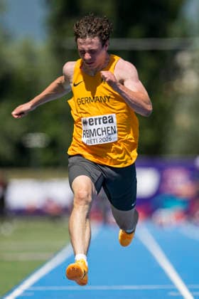 Ilja REIMCHEN (Germany, TV Wattenscheid 01, 100m) ITA, European Athletics U18 Championships, Athletics, 16.07.2026, ITA, European Athletics U18 Championships, Athletics, 16.07.2026, Rieti *** Ilja REIMCHEN, Germany, TV Wattenscheid 01, 100m, ITA, European Athletics U18 Championships, Track and Field, July 16, 2026, ITA, European Athletics U18 Championships, Track and Field, July 16, 2026, Rieti Copyright: xEibnerxPressefoto JanxPapenfussx EP_JPS