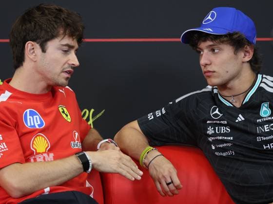 Scuderia Ferrari Monegasque rider Charles Leclerc and Mercedes-AMG Petronas Italian rider Kimi Antonelli pictured during a press conference, PK, Pressekonferenz ahead of the Grand Prix F1 of Belgium race, in Spa-Francorchamps, Thursday 16 July 2026. The Spa-Francorchamps Formula One Grand Prix takes place this weekend, from July 17th to July 19th. BENOITxDOPPAGNE  x181257549x