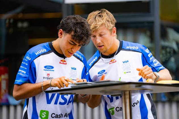 F1 Belgian Grand Prix - Media Day ARVID LINDBLAD (GBR) of Visa Cash App Racing Bulls Formula One Team and LIAM LAWSON (NZL) of Visa Cash App Racing Bulls Formula One Team on Thursday Media day during the 2026 Formula 1 Moët & Chandon Belgian Grand Prix at the Circuit de Spa-Francorchamps on July 16, 2026. Photo by Antoine Lapeyre Reveries Agency via ABACAPRESS.COM Spa-Francorchamps Belgium  Copyright: xAntoinexLapeyre ReveriesxAgency ABACAx