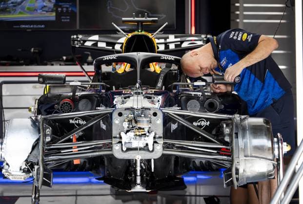 SPA - A mechanic works on Max Verstappen s (Red Bull Racing) car at the Spa-Francorchamps circuit ahead of the Belgian Grand Prix. SEM VAN DER WAL ANP xVIxANPxSportx xxANPxIVx 563650712 originalFilename: 563650712.jpg