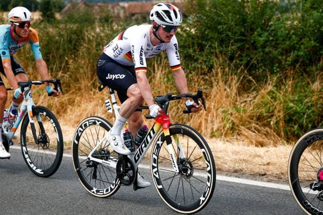 German Felix Engelhardt of Team Jayco AlUla pictured in action during the stage 12 of the 2026 Tour de France cycling race, a stage of 181km from Nevers Magny-Cours to Chalon-sur-Saone, on Thursday 16 July 2026. The 113th edition of the Tour de France starts on Saturday 4 July in Barcelona, Spain, and will finish in Paris, France on the 26th of July. POOLxLUCAxBETTINI  x181258283x