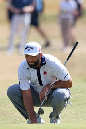 RECORD DATE NOT STATED 16Th July 2026; Royal Birkdale Golf Club, Southport, Merseyside, England; The Open Championship, Round One; Jon Rahm (ESP) studies his birdie putt on the 3rd green DavidxBlunsden