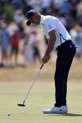 RECORD DATE NOT STATED 16Th July 2026; Royal Birkdale Golf Club, Southport, Merseyside, England; The Open Championship, Round One; Jordan Speith (USA) putts for a birdie at the 4th hole DavidxBlunsden