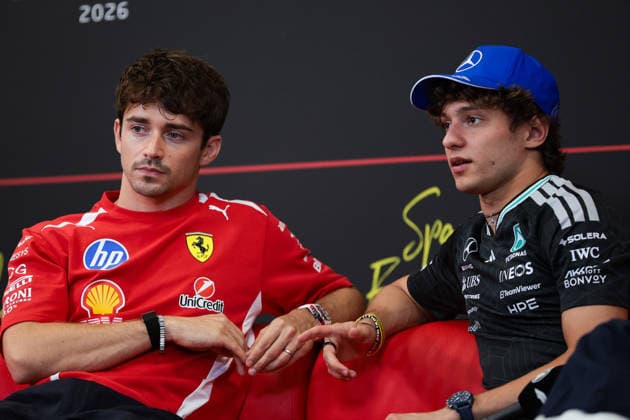 F1 - BELGIAN GRAND PRIX 2026 LECLERC Charles (mco), Scuderia Ferrari SF-26, portrait and KIMI ANTONELLI Andrea (ita), Mercedes AMG F1 Team W16, portrait press conference, PK, Pressekonferenz during the Formula 1 Belgian Grand Prix 2026, 10th round of the 2026 Formula One World Championship, WM, Weltmeisterschaft from July 17 to 19, 2026 on the Circuit de Spa-Francorchamps, in Stavelot, Belgium - StavelotBelgium  Copyright: xEricxAlonsox
