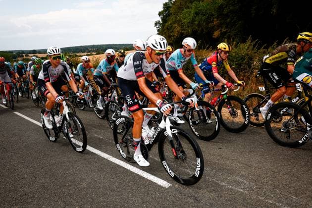 Belgian Florian Vermeersch of UAE Team Emirates XRG and German Nils Politt of UAE Team Emirates XRG pictured in action during the stage 12 of the 2026 Tour de France cycling race, a stage of 181km from Nevers Magny-Cours to Chalon-sur-Saone, on Thursday 16 July 2026. The 113th edition of the Tour de France starts on Saturday 4 July in Barcelona, Spain, and will finish in Paris, France on the 26th of July. POOLxLUCAxBETTINI  x181259144x