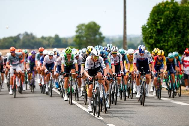 The pack of riders pictured in action during the stage 12 of the 2026 Tour de France cycling race, a stage of 181km from Nevers Magny-Cours to Chalon-sur-Saone, on Thursday 16 July 2026. The 113th edition of the Tour de France starts on Saturday 4 July in Barcelona, Spain, and will finish in Paris, France on the 26th of July. POOLxLUCAxBETTINI  x181259197x