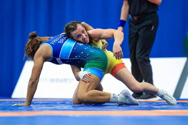 Wrestling Ranking Series Polyak & Janos & Istvan Memorial 50kg WW - Oksana Livach (UKR) df. Thalia Oliveira De Freitas (BRA) *** Wrestling Ranking Series: Janos Istvan Polyak Memorial, 50kg Women s Weight Class: Oksana Livach (UKR) defeated Thalia Oliveira De Freitas (BRA) Copyright: xUnitedxWorldxWrestlingx xAmirrezx United World Wrestling Kadir C