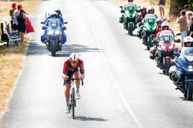 French Baptiste Veistroffer of Lotto Intermarche pictured in action during the stage 12 of the 2026 Tour de France cycling race, a stage of 181km from Nevers Magny-Cours to Chalon-sur-Saone, on Thursday 16 July 2026. The 113th edition of the Tour de France starts on Saturday 4 July in Barcelona, Spain, and will finish in Paris, France on the 26th of July. POOLxLUCAxBETTINI  x181265127x