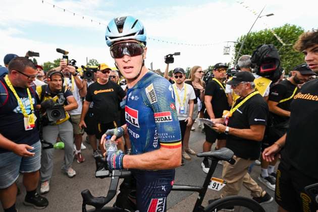 Tour de France 2026 Stage 12 CHALON-SUR-SAONE, FRANCE - JULY 16 : Merlier Tim (BEL) of Soudal Quick Step celebrating his victory during stage 12 of the 113rd edition of Tour de France an UCI World Tour 2.UWT cycling road race stage for Men Elite of 181 km with start in Circuit Nevers Magny-Cours and finish in Chalon-sur-Saone on July 16, 2026 in Chalon-sur-Saone, France, 16 07 2026 Chalon-sur-Saone France  Copyright: xSzymonxGruchalskix