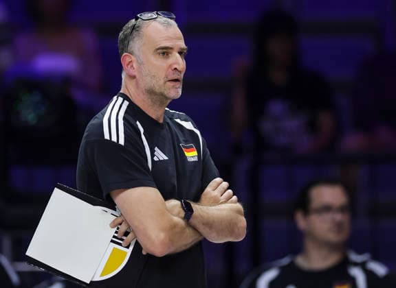 WomenÕs Volleyball Nations League - Belgrade 2026 Germany s head coach Massimo Botti during the MenÕs Volleyball Nations League Pool 7 match between Germany and Iran at Belgrade Arena on July 16, 2026 in Belgrade, Serbia. Belgrade Serbia Copyright: xSrdjanxStevanovicx x