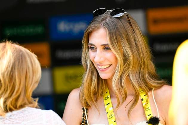 Tour de France 2026 Stage 12 CHALON-SUR-SAONE, FRANCE - JULY 16 : Cameron Vandenbroucke, girlfriend of Merlier Tim (BEL) of Soudal Quick Step during stage 12 of the 113rd edition of Tour de France an UCI World Tour 2.UWT cycling road race stage for Men Elite of 181 km with start in Circuit Nevers Magny-Cours and finish in Chalon-sur-Saone on July 16, 2026 in Chalon-sur-Saone, France, 16 07 2026 Chalon-sur-Saone France  Copyright: xTomasxSiskx