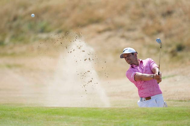 SOUTHPORT, ENGLAND - JULY 16: Adrien Saddier (FRA) plays from a green side bunker on the 1st hole during Round 1 of the 154th Open Championship at the Royal Birkdale Golf Club, Southport on July 16, 2026 in Merseyside, England The 154th British Open Championship