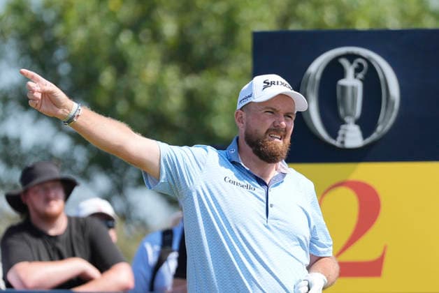 SOUTHPORT, ENGLAND - JULY 16: Shane Lowry (IRE) signals as he plays from the second tee during Round 1 of the 154th Open Championship at the Royal Birkdale Golf Club, Southport on July 16, 2026 in Merseyside, England The 154th British Open Championship