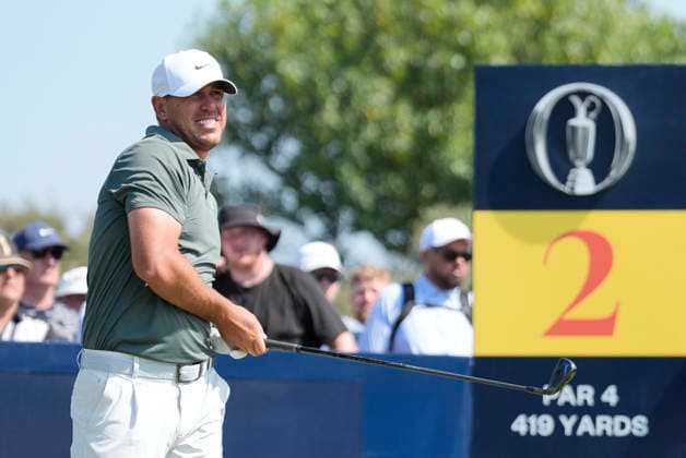 SOUTHPORT, ENGLAND - JULY 16: Brooks Koepka (USA) reacts as he plays from the first tee during Round 1 of the 154th Open Championship at the Royal Birkdale Golf Club, Southport on July 16, 2026 in Merseyside, England The 154th British Open Championship