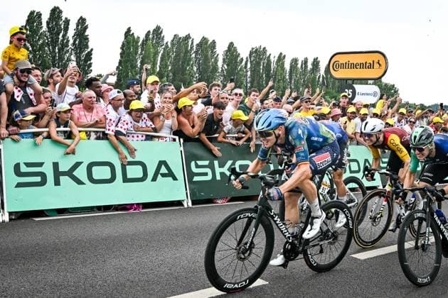 Belgian Tim Merlier of Soudal Quick-Step sprints to the finish of the stage 12 of the 2026 Tour de France cycling race, a stage of 181km from Nevers Magny-Cours to Chalon-sur-Saone, on Thursday 16 July 2026. The 113th edition of the Tour de France starts on Saturday 4 July in Barcelona, Spain, and will finish in Paris, France on the 26th of July. DAVIDxPINTENS  x181275325x