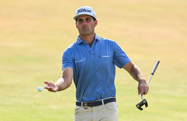 Jackson Suber (USA) who leads the Open Championship on -5 on the 18th Green 154th Open Golf Championships, Royal Birkdale, Southport, UK - 16 Jul 2026Southport Royal Birkdale United Kingdom  Copyright: xGreigxCowie Shutterstockx 16988293do