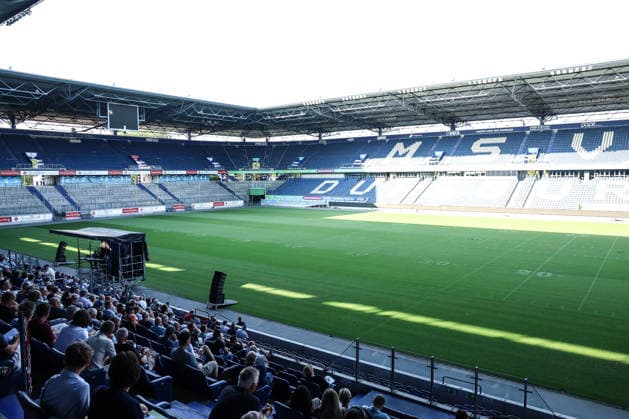 Fussball, 3.Liga Saison 2026 2027 Außerordentliche Mitgliederversammlung MSV Duisburg 16.07.2026, schauinsland-reisen-arena Die schauinsland-reisen-arena bei der Außerordentlichen Mitgliederversammlung Duisburg schauinsland-reisen-arena Nordrhein-Westfalen Deutschland *** Sports, Soccer, 3rd Division Season 2026–2027 Extraordinary General Meeting of MSV Duisburg, July 16, 2026, Schauinsland Reisen Arena: The Schauinsland Reisen Arena during the Extraordinary General Meeting in Duisburg, Schauinsland Reisen Arena, North Rhine-Westphalia, Germany