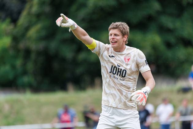 Torwart Jakub Jakubov (Greifswald) ; GER, FC Hansa Rostock vs. Greifswalder FC, Fußball, Männer, 3. Liga, Testspiel, Spielzeit 2026 2027, 15.07.2026 Neuruppin Volksparkstadion Brandenburg Deutschland *** Goalkeeper Jakub Jakubov, Greifswald, GER; FC Hansa Rostock vs. Greifswalder FC; Soccer; Men; 3rd Division; Friendly Match; 2026–2027 Season; July 15, 2026; Neuruppin Volksparkstadion, Brandenburg, Germany