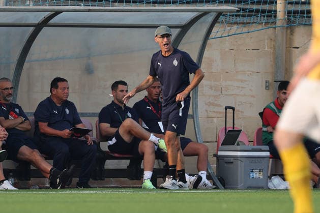 Stefano Sanderra, head coach of Hamrun Spartans reacts during the UEFA Conference League First Qualifying Round, 2nd Leg match between Hamrun Spartans and Runavik at Centenary Stadium, Ta Qali, Malta on 16 July, 2026. Hamrun Spartans v Runavik - UEFA Conference League First Qualifying Round 1st Leg