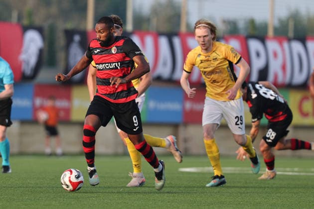 Damir Ceter of Hamrun Spartans is in action during the UEFA Conference League First Qualifying Round, 2nd Leg match between Hamrun Spartans and Runavik at Centenary Stadium, Ta Qali, Malta on 16 July, 2026. Hamrun Spartans v Runavik - UEFA Conference League First Qualifying Round 1st Leg