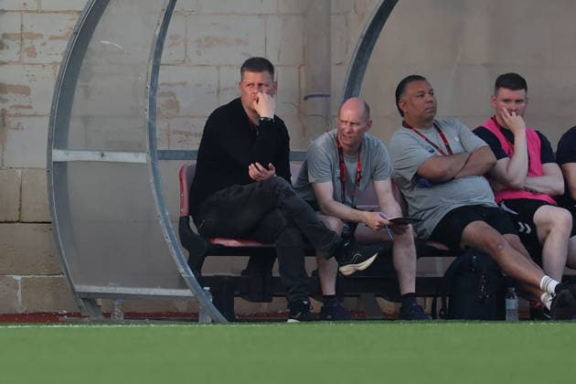 Sigurdur Eyjolfsson head coach of Runavik looks on during the UEFA Conference League First Qualifying Round, 2nd Leg match between Hamrun Spartans and Runavik at Centenary Stadium, Ta Qali, Malta on 16 July, 2026. Hamrun Spartans v Runavik - UEFA Conference League First Qualifying Round 1st Leg