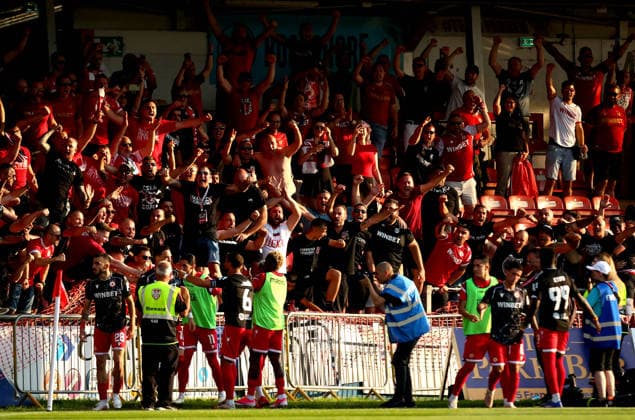 UEFA Europa League First Qualifying Round Second Leg, Ryan McBride Brandywell Stadium, Derry 16 7 2026 Derry City vs CSKA Sofia CSKA Sofia™s Ioannis Pittas celebrates scoring his side™s first goal of the game Ioannis Pittas celebrates scoring his side™s first goal 16 7 2026  Copyright: xx RB1_9953