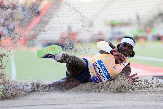 July 16, 2026, Madrid, Madrid, Spain: Praveen Chithravel of India competes in the MenÃ¢â‚¬â ¢s Triple Jump Final during the WACT Silver Meeting Madrid 2026 at Vallehermoso Stadium on July 16, 2026 in Madrid, Spain. Madrid Spain - ZUMAa181 20260716_zaa_a181_032 Copyright: xOscarxJ.xBarrosox