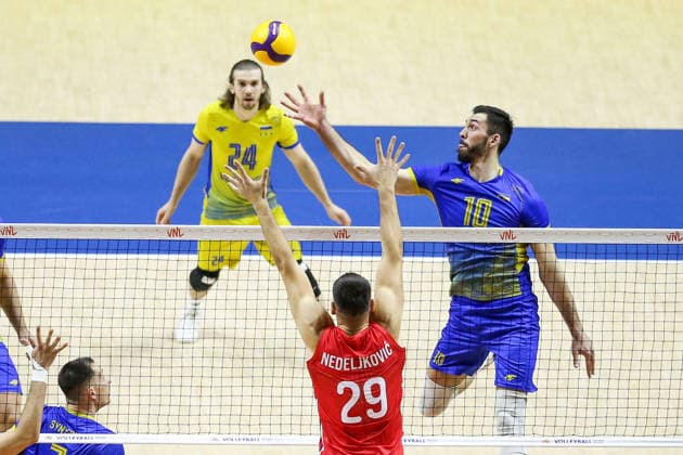 Serbia v Ukraine - Men s Volleyball Nations League BELGRADE, SERBIA - JULY 16: Aleksa Nedeljkovic (29) of Serbia in action against Yurii Semeniuk (10) of Ukraine during the Men s Volleyball Nations League match between Serbia and Ukraine in Belgrade, Serbia, on July 16, 2026. Filip Stevanovic Anadolu Belgrade Serbia. Editorial use only. Please get in touch for any other usage.  Copyright: x2026xAnadoluxFilipxStevanovicx