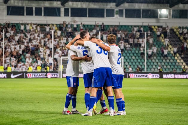 Hajduk Split seen celebrating after a goal during UEFA Europa League qualifying game between teams of MSK Zilina and Hajduk Split (Matej Sagan Ball Raw Images) Zilina Anton Malatinsky Stadium Slovakia Copyright: xMatejxSaganx DSC05401