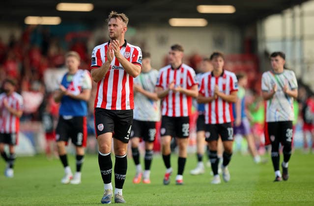 UEFA Europa League First Qualifying Round Second Leg, Ryan McBride Brandywell Stadium, Derry 16 7 2026 Derry City vs CSKA Sofia Derry™s Jamie Stott dejected Jamie Stott dejected 16 7 2026  Copyright: xx RB1_1105