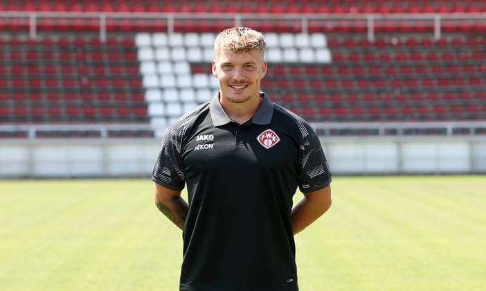FC Würzburger Kickers; 3.Liga, Porträttermin 2026 2027, Torwarttrainer Lukas Wenzel (FC Würzburger Kickers); 3.Liga, Porträttermin 2026 2027 Würzburg AKON ARENA Bayern Deutschland *** FC Würzburger Kickers, 3rd Division, Photo Shoot 2026–2027, Team Photo: Goalkeeper Coach Lukas Wenzel, FC Würzburger Kickers, 3rd Division, Photo Shoot 2026–2027, Würzburg, AKON ARENA, Bavaria, Germany