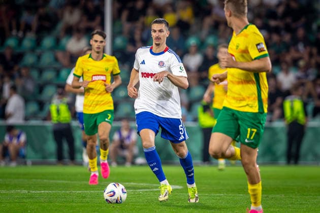 ZILINA - HAJDUK SPLIT Alec Van Hoorenbeeck of Hajduk during the second leg of First qualifying round of UEFA Europa League football match between MSK Zilina and Hajduk Split at the MSK Zilina Stadium Pod Dubnom. Zilina, Slovakia, July 16, 2026. Photo by Branislav Racko Copyright: xx 080A5200