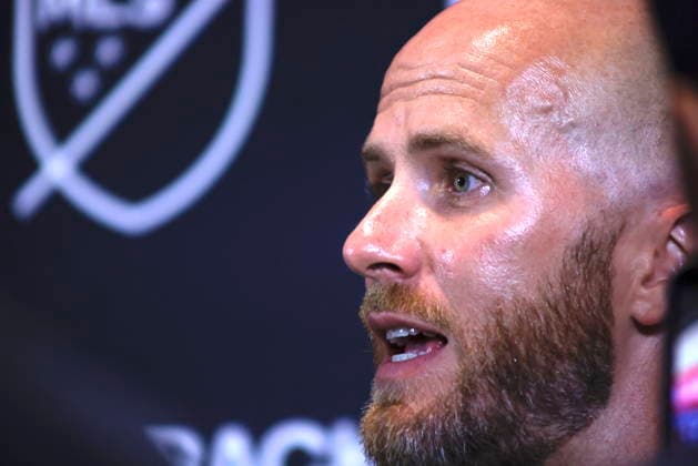 MLS, Fussball Herren, USA US-NY Michael Bradley, coach of New York Red Bulls, attends a Major League Soccer marketing campaign event on Thursday, July 16, 2026, in Manhattan, New York. The league launched a post-World Cup marketing campaign with the slogan Thank you, world--we ll take it from here. NEW YORK United States  Copyright: xDeccioxSerranox originalFilename:serrano-notitle260716_npR40.jpg