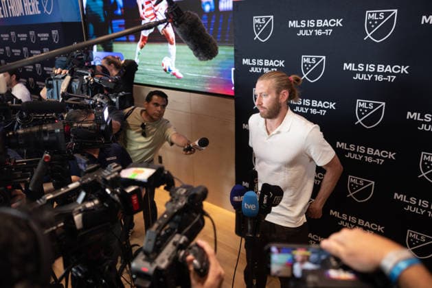 Soccer: MLS, Fussball Herren, USA The Next Chapter press conference, PK, Pressekonferenz July 16, 2026; New York, New York, USA; Charlotte FC Defender Tim Ream talks to media at the MLS Next Chapter press conference at the MLS Headquarters in New York City (Ariel Fox Image of New York New York United States EDITORIAL USE ONLY Copyright: xImagexofxSportx ArielxFoxx iosphotos414793
