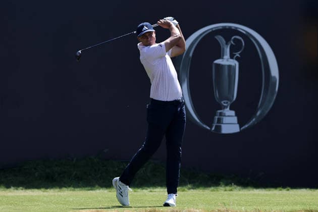 16th July 2026; Royal Birkdale Golf Club, Southport, Merseyside, England; The Open Championship, Round One; Ludvig Aberg (SWE) plays from the tee at the first hole DavidxBlunsden