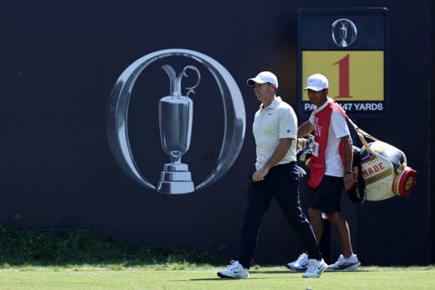 16th July 2026; Royal Birkdale Golf Club, Southport, Merseyside, England; The Open Championship, Round One; Rory McIlroy (NIR) walks onto the tee at the first hole DavidxBlunsden