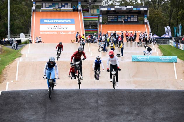 RECORD DATE NOT STATED 17th July 2026; Brisbane SX International BMX Centre, Brisbane, Queensland, Australia: 2026 UCI BMX Racing World Championships, Day One; juniors and under 23 riders during practice on day 1 NigelxOwen