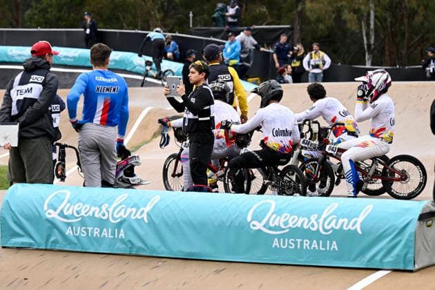 RECORD DATE NOT STATED 17th July 2026; Brisbane SX International BMX Centre, Brisbane, Queensland, Australia: 2026 UCI BMX Racing World Championships, Day One; juniors and under 23 riders during practice on day 1 NigelxOwen