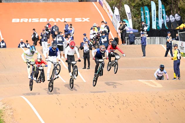 RECORD DATE NOT STATED 17th July 2026; Brisbane SX International BMX Centre, Brisbane, Queensland, Australia: 2026 UCI BMX Racing World Championships, Day One; juniors and under 23 riders during practice on day 1 NigelxOwen