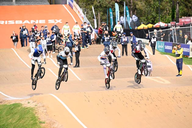 RECORD DATE NOT STATED 17th July 2026; Brisbane SX International BMX Centre, Brisbane, Queensland, Australia: 2026 UCI BMX Racing World Championships, Day One; juniors and under 23 riders during practice on day 1 NigelxOwen