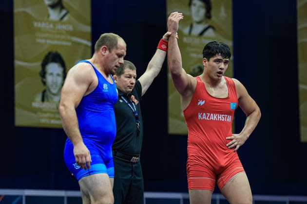 Wrestling Ranking Series Polyak & Janos & Istvan Memorial 125kg FS - Yedige Kassimbek (KAZ) df. Kamil Tomasz Kosciolek (POL) *** Wrestling Ranking Series: Janos Istvan Polyak Memorial, 125 kg Freestyle: Yedige Kassimbek (KAZ) def. Kamil Tomasz Kosciolek (POL) Copyright: xUnitedxWorldxWrestlingx xAmirrezx United World Wrestling Kadir C